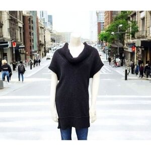 VINCE Alpaca Women Wool Cashmere Blend Cowl Neck Short Sleeve Sweater Gray L